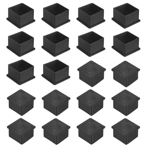 Image of M METERXITY 20-Pack Square Chair Leg Caps, 1.57 inch (40mm) PVC Chair Leg Floor Protectors for Chairs /Table /Bed, Furniture Feet Covers Cups Non-Slip End Tips