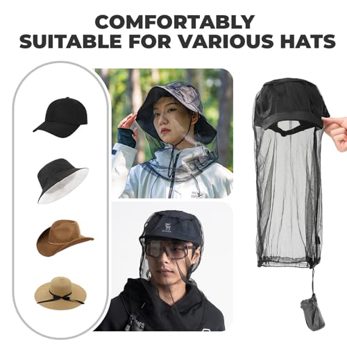 Mosquitero para cabeza QUNATURE, red fina para insectos, protección para camping, pesca y senderismo, compatible con todos los sombreros para hombres y mujeres miniatura 3