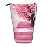 Estuche Escolar Escalera De Flores De Cerezo Rosa Papelería Estuche Escolar Vertical Papelería De Oficina Pencil Case Para Niños Oficina Estudiantes