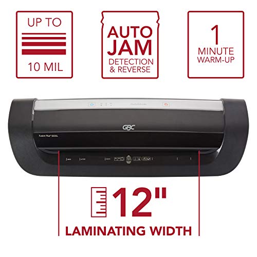 GBC Thermal Laminator Machine, Fusion 6000L, 12 Inch, 1 Min Warm-Up, 3-10 Mil, with 50 EZUse Laminating Pouches for Home, Office and Classroom, Black (1703097) by GBC - Image 4