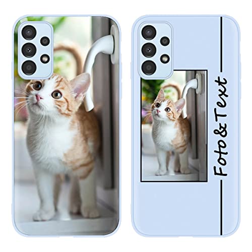 Custom Cover Personalizzata Custodia per Samsung Galaxy A13 4G 6.6 Personalizzato con Foto Testi Personalizza Case con Immagine Personalizzabili Case per A13Azzurro silicone tpu