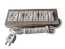 Extension Board with 3 Sockets and 3 Switches, Wooden Base, White, 2.5 Meter Wire gallery image