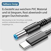WITRNCPY USB-C PD Triggerkabel Ladekabel [PD kompatibel 65W/100W, 5A Schnellladung verwendet das weiche PVC Material, langlebig und haltbar] Für Laptops 5,5/2,5 2,1 mm (20V（Knickadapter）) – Ansicht 2