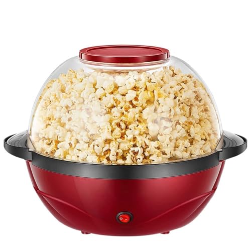 Electric Popcorn Machine, 2 in 1 Popcorn Popper maker, 6 Quart/24 Cup, Nonstick Plate, 850W Electric Stirring with Quick-Heat Technology, Cool Touch Handles, Thicken Transparent Cover