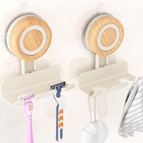 Cinola Razor Holder for Shower 2 Pack, Suction Cup Shaver Holder for Wall, Removable&Reusable...