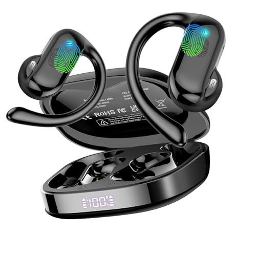 DUSONLAP Open Ear Kopfhörer Bluetooth 5.4 HiFi Stereo, Kopfhörer Kabellos Bluetooth mit ENC Noise Cancelling Mic, 32 Std Ohrhörer mit Ohrhaken, IP7 Wasserfest Sportkopfhörer für Laufen/Fitness/Reiten