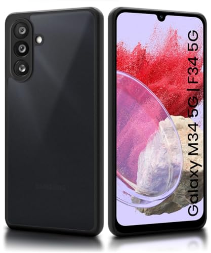 Image of WOW IMAGINE Translucent Hybrid Back Case Cover for Samsung Galaxy M34 5G | F34 5G Smoked Matte Back | Shock Proof 360 Degree Protection | Protective Hard Case - Matte Black