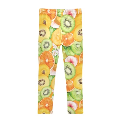 JUNZAN Cute Kiwi Fruit Orange Baby Girl Athletic Leggings Stretchy Girls Yoga Pants Fall Winter Warmer 4T2