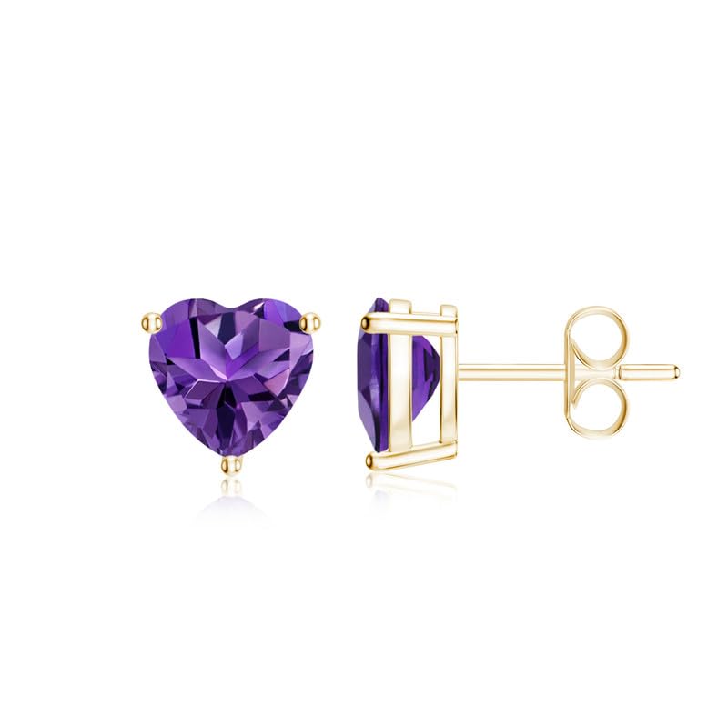 Image of Goldhartz Sterling Silver Genuine, Created or Simulated Birthstone Gemstone 7mm Heart Stud Earrings