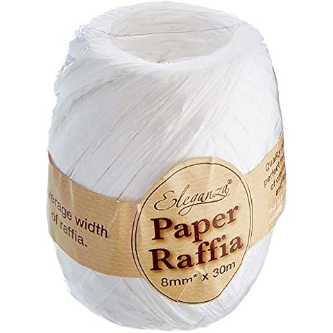 Eleganza Paper Raffia 8mm x 30m No.01 White Cover