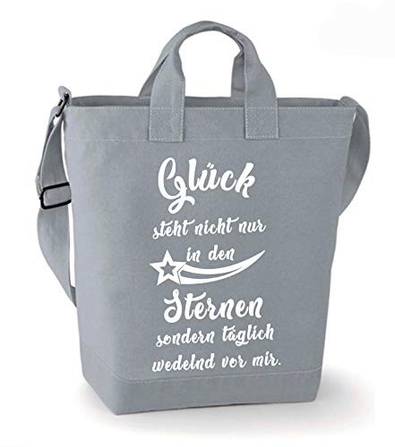 Einkaufstasche mit Hundemotiv - Shopper - Tasche - Umhängetasche - Strandtasche mit Innenfach - Motiv: Glück Steht Nicht nur Cover