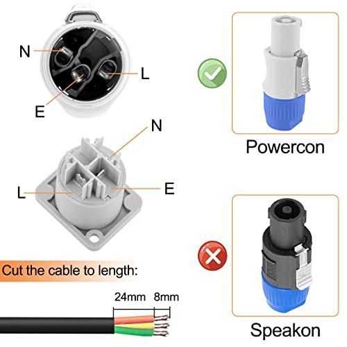 Conector Powercon 3 Pin Macho Panel Montaje 8 Pcs miniatura 4