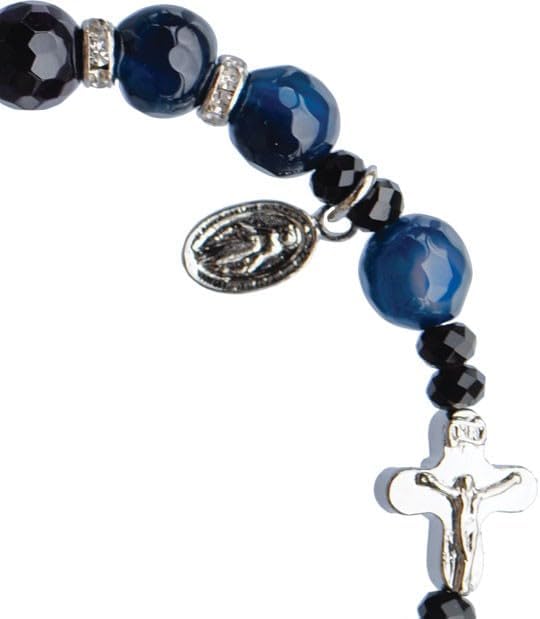 Blue Agate 8mm Rosary Bracelet - Image 2