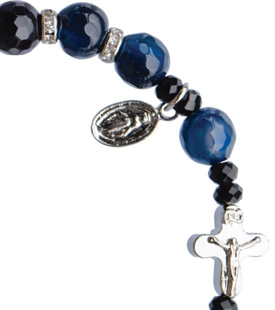 Blue Agate 8mm Rosary Bracelet2