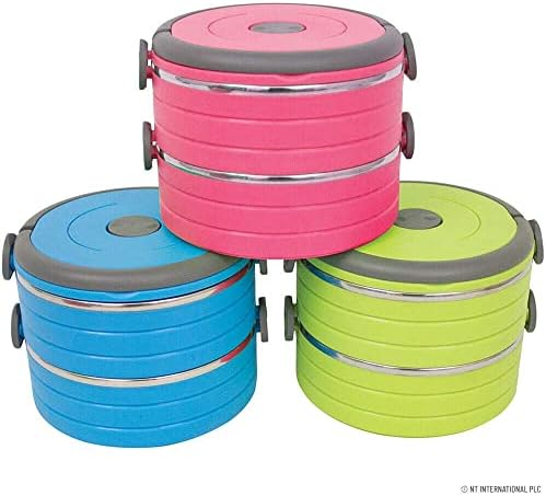 2 Layer Thermal Insulated Food Container Handle Stainless Steel Lunch Box + Bag