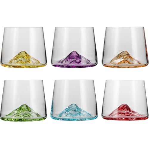 LOITTAINUE Lot de 6 verres à whisky, multicolores, 230 ml, pour café glacé, cocktail, eau, thé, café, jus - Passe au lave-vaisselle
