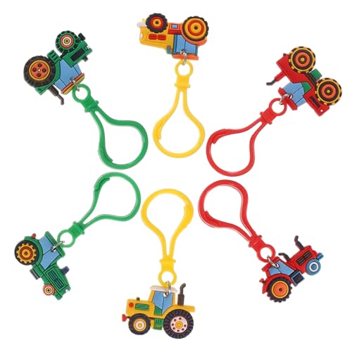 PartyKindom 6Pcs Cartoon Tractor Keychain Adorable Farm Pendant for Boys Fun Backpack Decoration Harvest Season Party present Durable Design