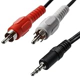 conector sonido altavoces Conector jack de 3,5 mm a 2 conectores RCA phono cable con fino diseño audio connectior permite a ser totalmente conectado, incluso cuando voluminosos casos son en su dispositivo