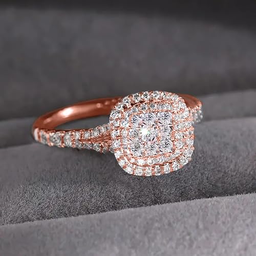 Fashion Rose Gold Color Women Rings with Sparkling Cubic Zirconia Aesthetic Wedding Jewelry4