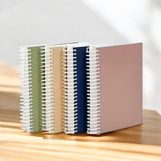 Image of A4 Spiral Notebook Set, Pack-4, 200 Pages Each, White Ring Binding, Plain /Unruled, 75 GSM Chlorine-Free Paper, 200 Total Pages