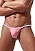 Newsywell Men's Ice Silk Male Thong Bikinis Fashion Micro Low Rise Microfiber Bulge Briefs Underwear Red Medium