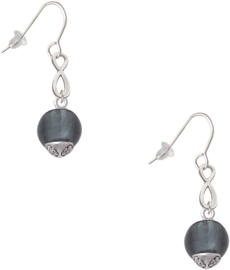 Delight Jewelry 12mm Roller Glass Spinner Silver-tone Infinity French Earrings