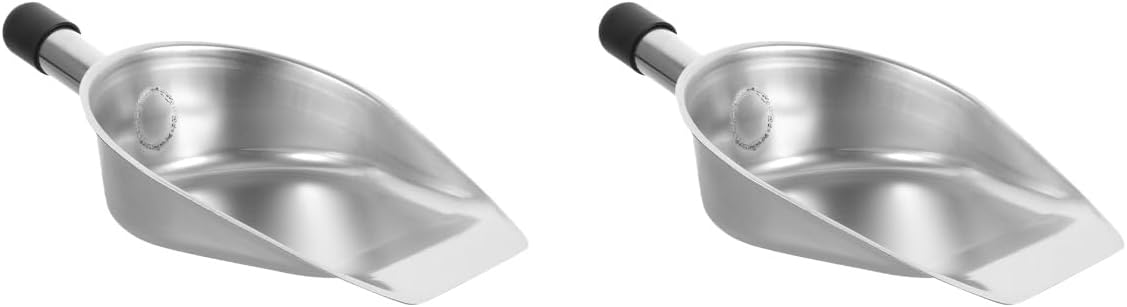 Cabilock 2pcs Flat Bottom Stainless Steel Spatula - Grain Soy Nuts Rice Scoop Grain Shovel, Pet Feed Feeding Scoop Ice Shovel for Ice Cube Candy Nut,Flour