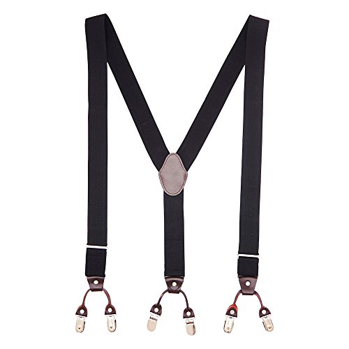 Image of The Tie Hub Suspenders for Men | Slim Clip-On Y-Back Elastic Braces | Adjustable 1.25 Inch | Formal Wedding Office
