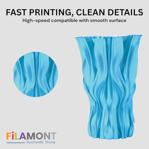 Image of FiLAMONT PLA Silk Filament 1.75mm, 3D Printer Filament, Shiny Silk 1.75 PLA Filament, 1kg(2.2Lbs) /Spool (Silk Blue)