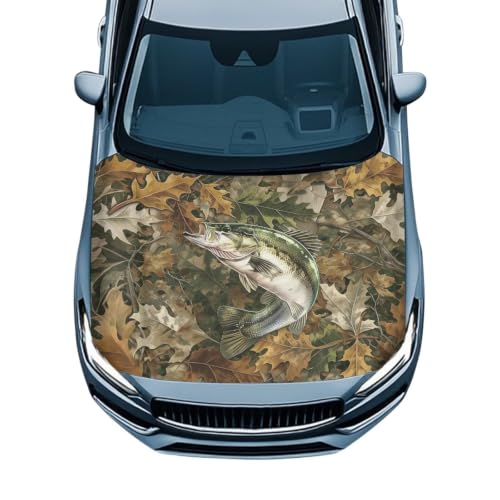 Image of Renewold Car Hood Cover, Vehicle Sedan Hood Wrap Blanket, Fish Camo Hunting | Elastic for Outdoor Indoor Holiday Party Camping Travel Easy Install, Women Men Automotive Exterior Accessories