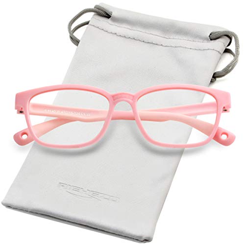 Kids Blue Light Blocking Glasses Silicone Flexible Square Eyeglasses Frame with Glasses Rope