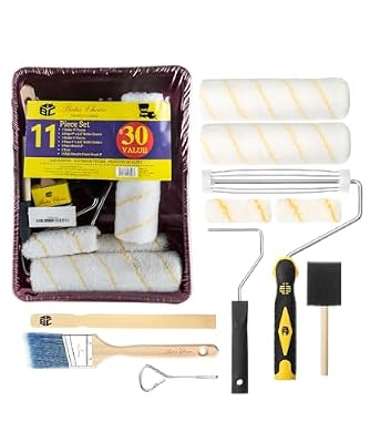 Bates- Paint Tray Set, 11 pcs, Paint Roller Kit, Paint Rollers 9 Inch, Small Paint Roller, Paint Roller Tray, 4 Inch Paint Roller, Paint Roller Set, Paint Kit for House Painting, Paint Roller Covers