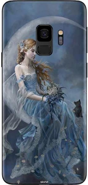 Skinit Decal Phone Skin Compatible with Samsung Galaxy S9 - Originally Designed Fairy with Black Cat Sitting on Moon by Nene Thomas Design