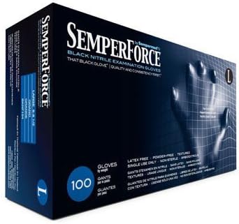 Sempermed SemperForce Black Powder Free Exam Medical Gloves, Small (10 Boxes: 1000 Case)