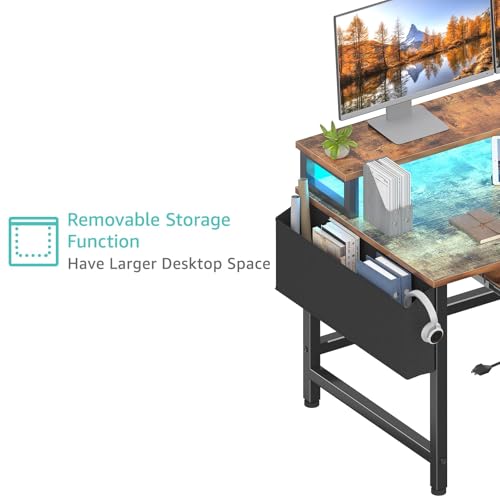 Lufeiya Mesa de computador com gaveta de arquivo, mesas de escritório em casa de 118 cm com bandeja