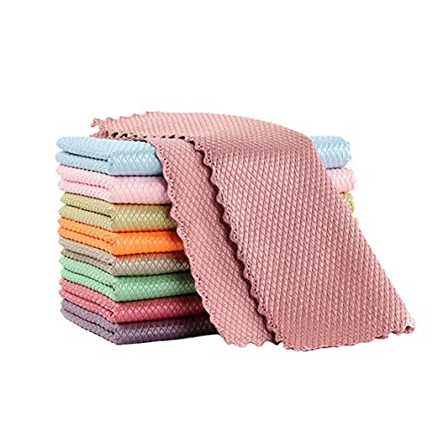 10 Stück Mikrofaser Reinigungstücher, Nano tücher ,Lappen Gläsertuch ,Fusselfrei Streifenfrei poliertuch,Magische Putztücher für Küche Bad Auto Fenster,30x30 cm,Zufällige Farbe Cover