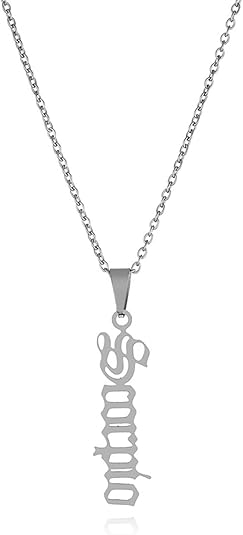 Vertical Constellation letters Name Capricorn Aquarius Aries Sagittarius Taurus Pendant Necklace Gold-Tone Stainless Steel Chain, Gothic Style Personality Birthday Jewelry Gift