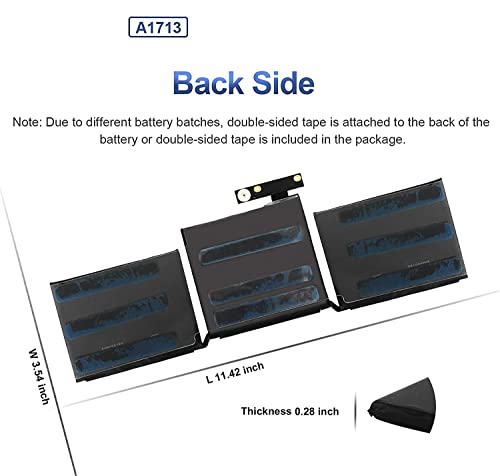 Image of WISTAR Laptop Battery A1713 A1708 Replacement Battery for MacBook Pro 13-inch A1708 (Late 2016,Mid 2017 Years)
