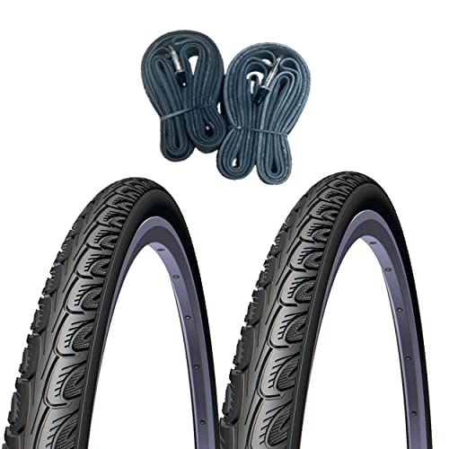 2 Cubiertas para Bicicleta De Varillas 700x35B (ETRTO: 40-635 28 x 1 1/2) + 2 Cámaras 28 x 1 1/2 FV (Válvula Fina - Presta) Cover