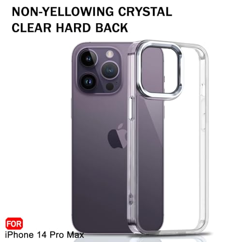 Image of TheGiftKart Hybrid Back Cover Case for iPhone 14 Pro MAX | Built-in Stand | Shockproof Hard Back Case Cover for iPhone 14 Pro MAX (PC & TPU, Clear Back, Transparent Sides)