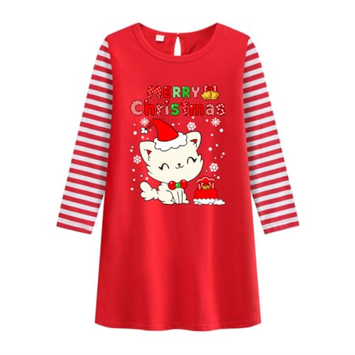 Tkria Christmas Dresses for Girls Toddler Christmas Dress Toddler Christmas Outfit Clothes Christmas Shirts for Kids 4-10T