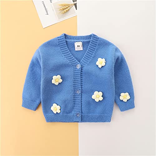 Toddler Baby Girls Knit Cardigan Long Sleeve 𝗙loral V-Neck Button Jacket Winter Single Breasted Warm Outwear2