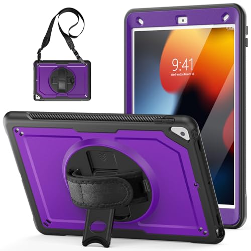 Coque iPad Pro 10.5 robuste violette avec film écran béquille orientable et sangle épaule
