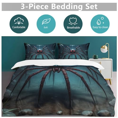 Araignée 3D housse de couette 220x240 linge de lit microfibre 3 pièces