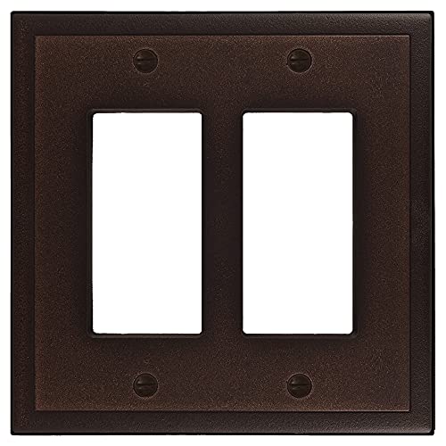 Questech Décor Double Rocker Light Switch Cover, 2-Gang Electrical Wall Plate, Double Switch Standard Size Gfci Receptacle Cover, Decorative Wall Plate Ambient Design, Oil Rubbed Bronze Finish #TOP4