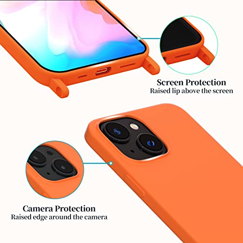 Image of Compatible with iPhone 12 Mini Case with Lanyard Crossbody iPhone Case with Strap Adjustable Shockproof Drop Protection Silicone Phone Cover for iPhone 12 Mini 5.4'' Neon Orange
