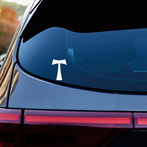 3X White 10.2cm St. Anthony's Cross Cross of Tau Decal Sticker Car Vinyl