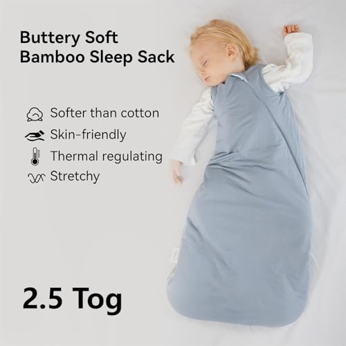Image of BubblePanda Rayon Made From Bamboo Sleep Sack 18-24 Months 2.5 Tog Winter Toddler Sleep Sack 2t for Babies Soft Warm Quilted Baby Wearable Blanket 2-Way Zipper Thick Baby Sleeping Bag