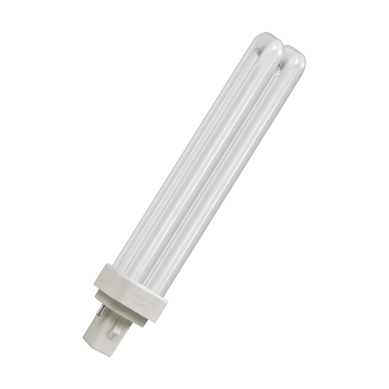 Crompton Lamps LED PLC 9W G24 Double Turn D-Type Direct to Mains (26W Equivalent) 3000K Warm White Opal 1250lm Universal 2-pin Push Fit Light Bulb