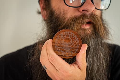 Beard Brush For Men Small Round Wood Men's Mustache Brush By Death Grip Wax With Travel Case Tube #TOP3